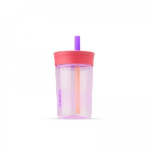 Pink Purple Owala 15oz Kids Tumbler Plastic Water Bottle | VFM9324MT