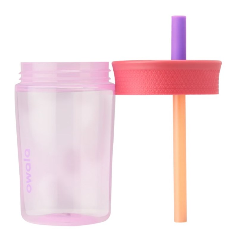 Pink Purple Owala 15oz Kids Tumbler Plastic Water Bottle | VFM9324MT