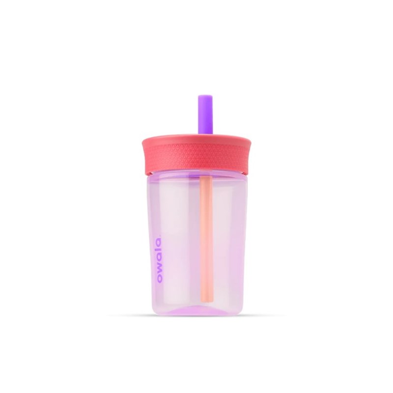 Pink Purple Owala 15oz Kids Tumbler Plastic Water Bottle | VFM9324MT